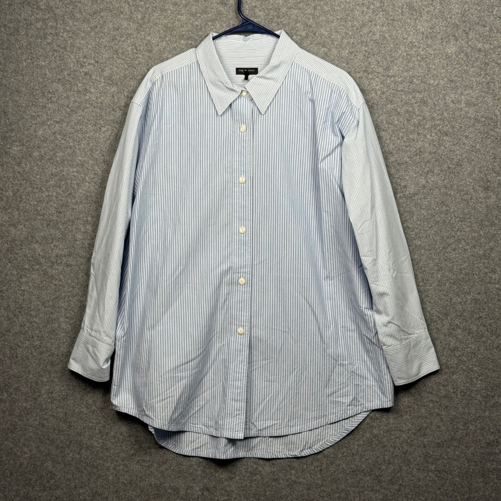Rag Bone Mens Light Blue Pinstripe Button Down Shirt M L